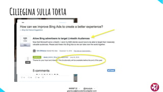 Ciliegina sulla torta
#WMF18 - @ktzstyle -
gianluca@boosterboxdigital.com
 