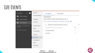 Life Events
#WMF18 - @ktzstyle -
gianluca@boosterboxdigital.com
 