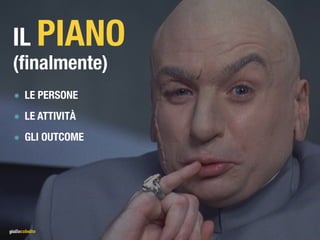 IL PIANO
(ﬁnalmente)
๏ LE PERSONE
๏ LE ATTIVITÀ
๏ GLI OUTCOME
 