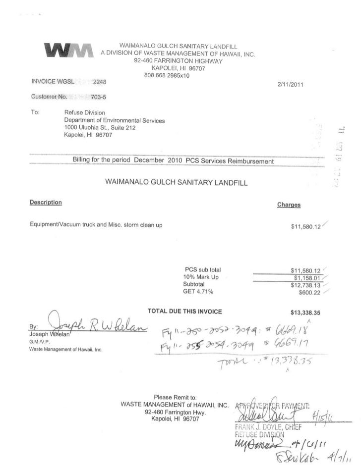 Waste Management Invoices