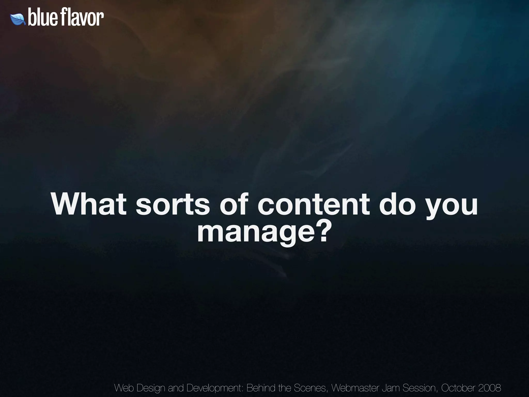 Webmaster Jam Session: Design and Development Behind the Scenes Day Two