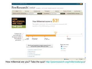 How millennial are you? Take the quiz!  http:// pewresearch.org/millennials/quiz /  
