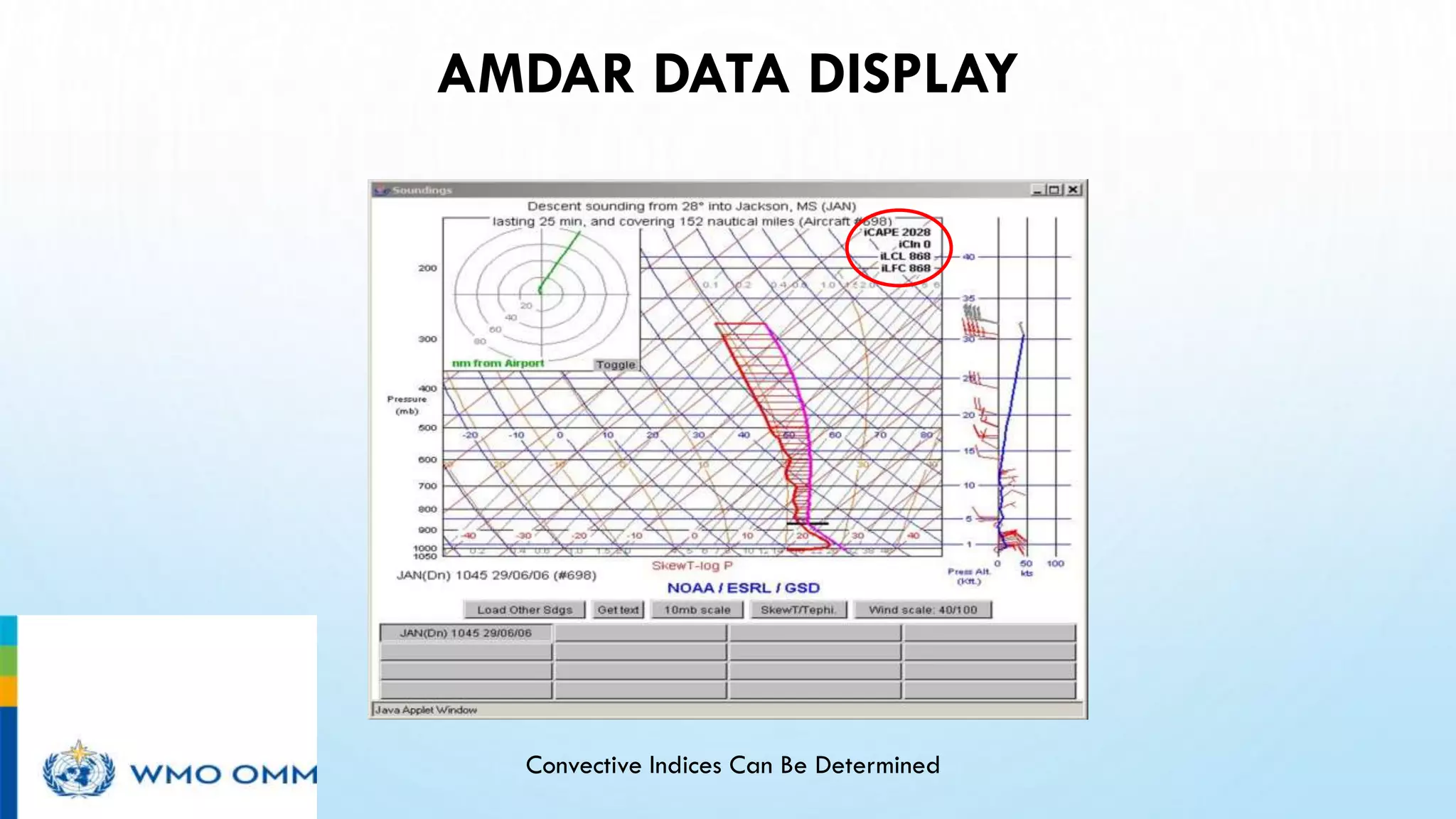 AMDAR DATA DISPLAY
Convective Indices Can Be Determined
 
