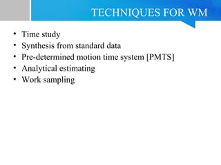 work measurement_operation management | PPT