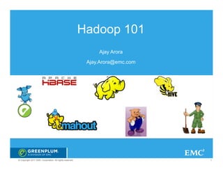 Hadoop 101




© Copyright 2011 EMC Corporation. All rights reserved.                1
 