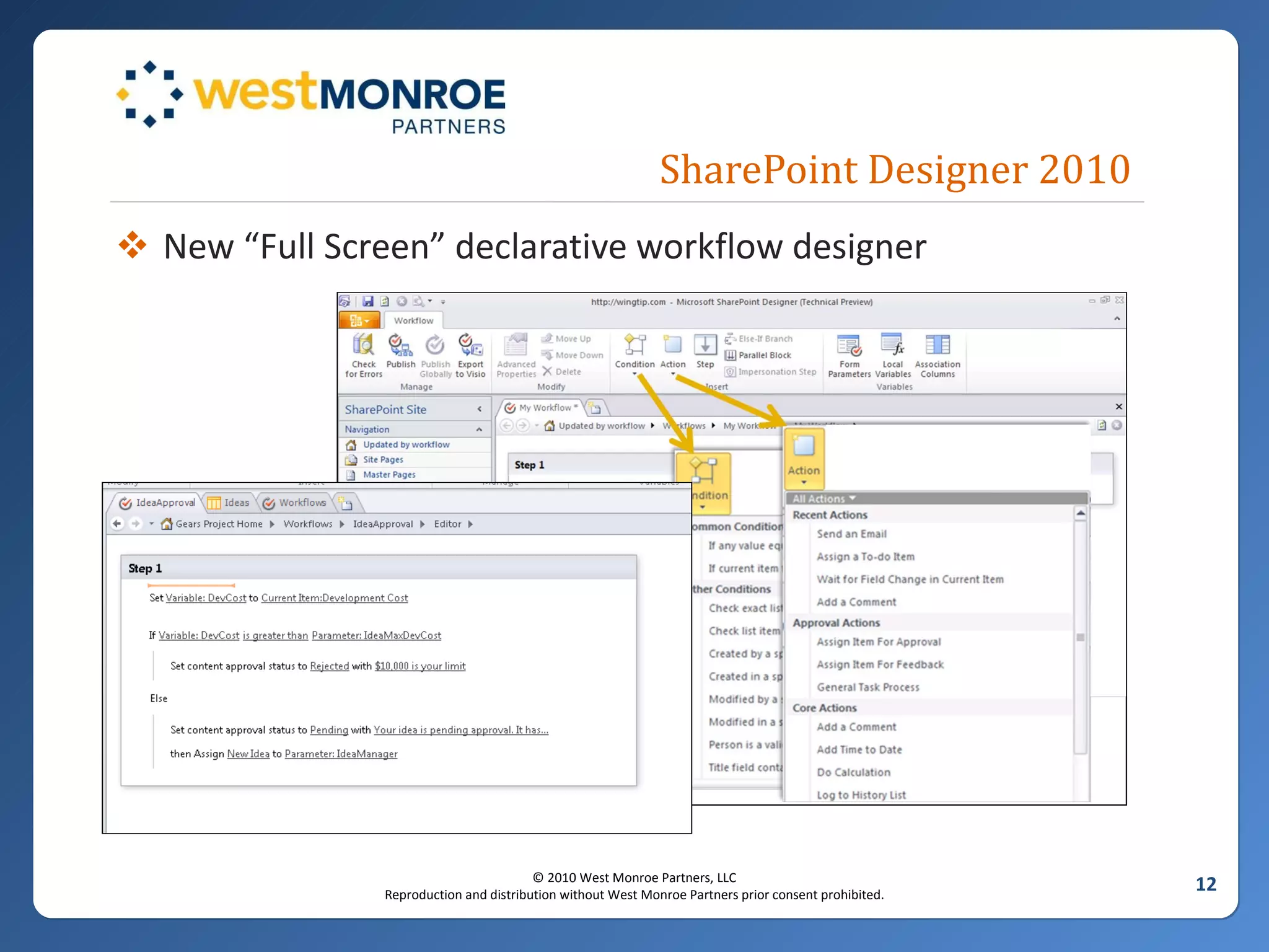 SharePoint Designer 2010 New “Full Screen” declarative workflow designer 