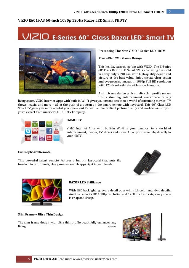 Review VIZIO E601iA3 60inch 1080p 120Hz Razor LED Smart FHDTV by [WMP]