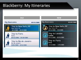 Blackberry: My Itineraries OLD NEW 