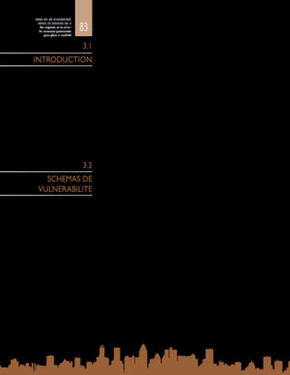 83
ETAT DE LA MIGRATION
DANS LE MONDE 2015
Les migrants et les villes :
de nouveaux partenariats
pour gérer la mobilité
La migration et la mobilité urbaines recouvrent une diversité de mouvements de
population engendrés pour toutes sortes de raisons et dont la durée est variable.
La plupart d’entre eux s’effectuent sur de courtes distances et à l’intérieur des
frontières nationales. Quelle que soit leur nature, ils sont motivés par l’espoir
de bénéficier de services plus variés et d’accéder à de meilleures infrastructures
et à davantage de débouchés rémunérateurs, afin de s’assurer des moyens de
subsistance plus satisfaisants et plus sûrs. Lorsque la migration urbaine est bien
gérée, elle peut enclencher une dynamique sociale et économique qui renforce la
capacité des migrants urbains à faire face aux crises et aux difficultés. Cependant,
les mouvements vers les villes ne sont pas sans risques sociaux. Non gérée, la
migration urbaine peut contribuer à la pénurie d’infrastructures, de logements
et de services, et aggraver les problèmes financiers et les difficultés de résultats
des institutions locales. Quand les capacités des autorités municipales et des
marchés urbains ne permettent pas de fournir des emplois en nombre suffisant,
des réseaux d’eau et d’assainissement adéquats, des logements décents, des
transports efficaces et des soins de santé de qualité, certaines catégories de
population sont marginalisées et encore plus fragiles.
Les villes offrent la possibilité d’accéder à toutes sortes de ressources, de services
et de potentialités qui sont essentiels au bien-être et à la résilience des personnes.
C’est pourquoi, pour la plupart des migrants, s’installer dans une ville est une
décision judicieuse. Cependant, si elle est mal gérée, la migration peut déboucher
sur des situations d’exclusion et de vulnérabilité, tant pour ceux qui migrent que
pour les communautés qui les accueillent.
Les mouvements de population sont un facteur déterminant de l’évolution des
zones urbaines. Ils contribuent à façonner l’implantation, la taille, la composition
et les caractéristiques des communautés humaines, ainsi que les spécificités de
l’environnement où elles vivent (Greiner et Sakdapolrak, 2012). La migration
modifie l’exposition des intéressés aux aléas et leur accès aux ressources
nécessaires pour anticiper les difficultés, y faire face et les surmonter (ibid.), mais
elle bouleverse aussi les schémas de risque auxquels sont confrontés les habitants
des communautés d’accueil. Etant donné que c’est essentiellement vers, dans et
entre les zones urbaines que s’effectuent les mouvements, c’est aussi avant tout
dans les villes que s’exprime aujourd’hui la dynamique des risques (ibid.).
Selon les circonstances dans lesquelles elles se produisent, les migrations urbaines
peuvent toutefois avoir des effets très divers sur la vulnérabilité et la résilience
des migrants et des communautés d’accueil. De tout temps, la migration vers les
villes a offert la possibilité de fuir des difficultés socioéconomiques et autres et de
diversifier les moyens de subsistance, afin d’améliorer la résilience des ménages
face aux aléas inhérents à la vie en milieu rural. Les villes fournissent des services
centralisés et fiables, ainsi que divers débouchés économiques qui perdurent dans
les périodes difficiles (ibid.). Habituellement, les habitants des campagnes partent
travailler plus ou moins longtemps dans les zones urbaines pour diversifier leurs
sources de revenu durant la saison non agricole ou à la suite d’une sécheresse
ou d’inondations (ibid.). De même, la fuite vers la sécurité relative des villes est
une réaction classique face aux conflits et à la violence en milieu rural (Brookings
Institution, 2013).
3.1
INTRODUCTION
3.2
SCHEMAS DE
VULNERABILITE
 