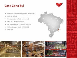 Case Zona Sul
● Cadeia se supermercados no Rio, desde 1960
● Mais de 30 lojas
● Entregas a domicílio (e-commerce)
● Mais d...