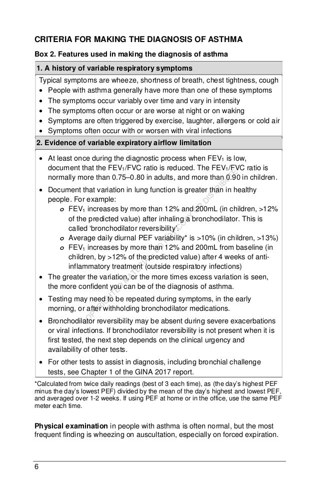 Pocket Guide for Asthma Management and Prevention (GINA 2017)