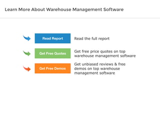 Read the full report
Get free price quotes on top
warehouse management software
Get unbiased reviews & free
demos on top warehouse
management software
Learn More About Warehouse Management Software
Read Report
Get Free Quotes
Get Free Demos
 