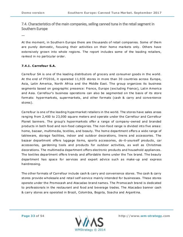 Wmstrategy Demo Southern Europe Canned Tuna Market September 2017