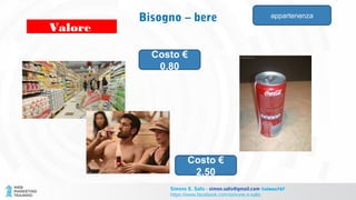 Costo €
0,80
Valore
Costo €
2,50
Simone E. Salis - simon.salis@gmail.com @simox767
https://www.facebook.com/simone.e.salis
Bisogno – bere appartenenza
 