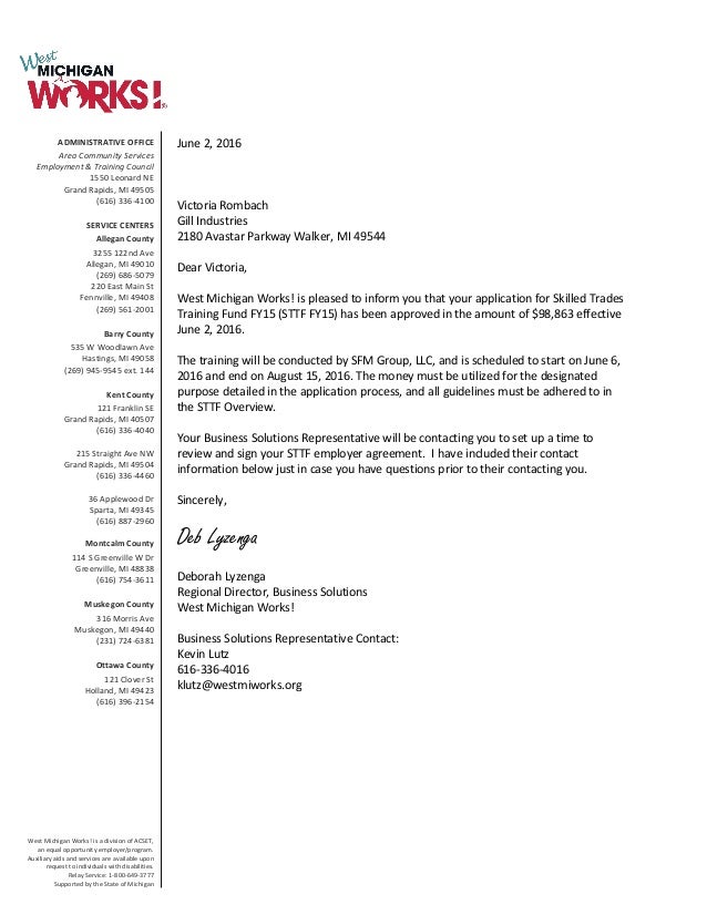 west mi works award letter gill industries michigan works holland