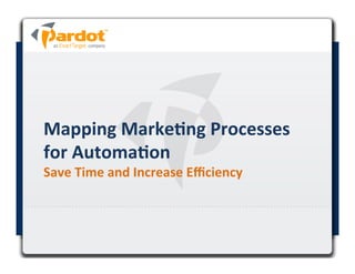 Mapping	
  Marke+ng	
  Processes	
  
for	
  Automa+on	
  	
  
Save	
  Time	
  and	
  Increase	
  Eﬃciency	
  
 