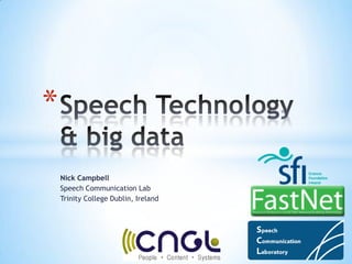 *
    Nick Campbell
    Speech Communication Lab
    Trinity College Dublin, Ireland
 