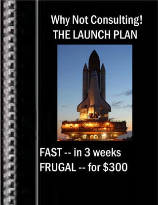 Why Not Consulting!
  THE LAUNCH PLAN




FAST -- in 3 weeks
FRUGAL -- for $300
           Thomas Legere
           Albert Howard
 