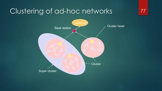 Clustering of ad-hoc networks
Internet
Super cluster
Cluster
Base station
Cluster head
77
 