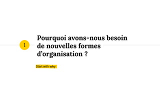 Pourquoi avons-nous besoin
de nouvelles formes
d’organisation ?
Start with why
1
 
