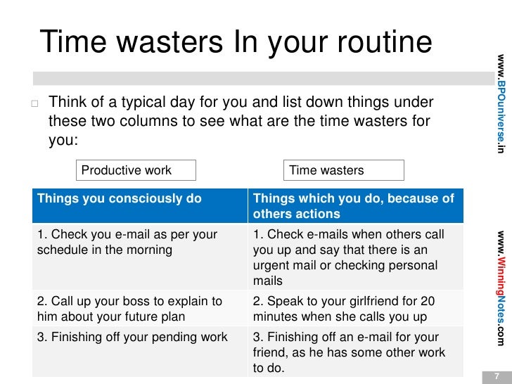 time management skills example