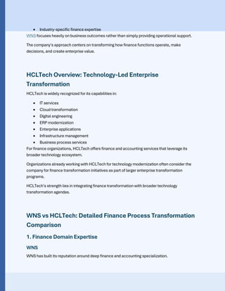 WNS vs HCLTech for Finance Process Transformation | PDF