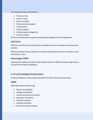 WNS vs HCLTech for Finance Process Transformation | PDF