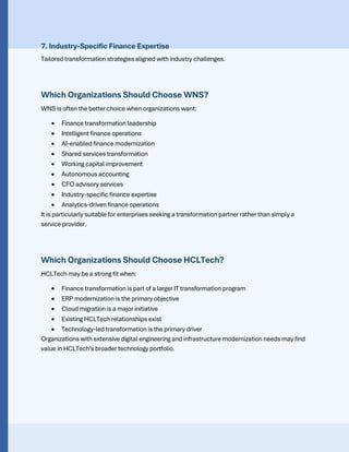 WNS vs HCLTech for Finance Process Transformation | PDF
