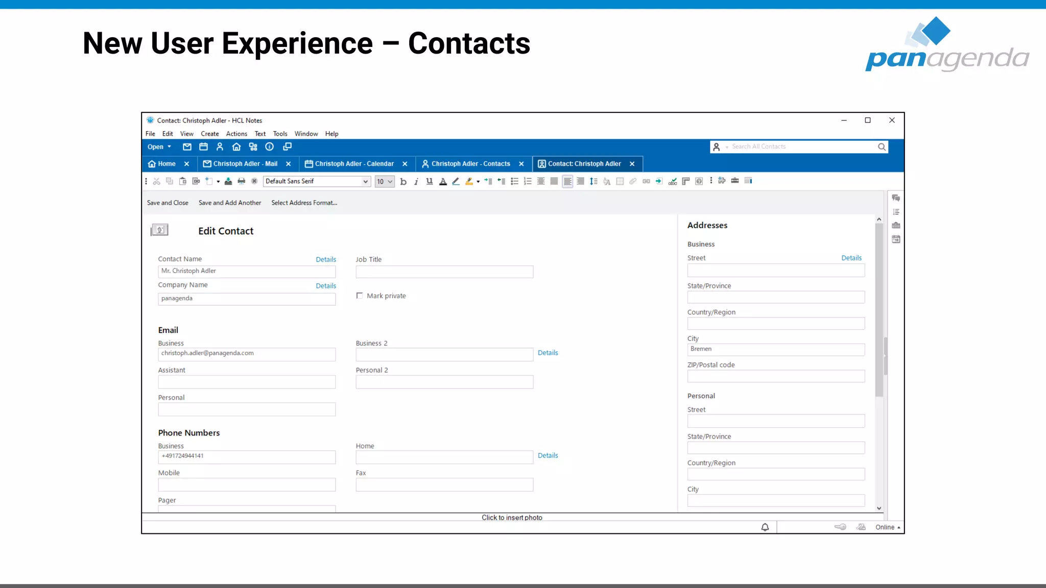 New User Experience – Contacts
 