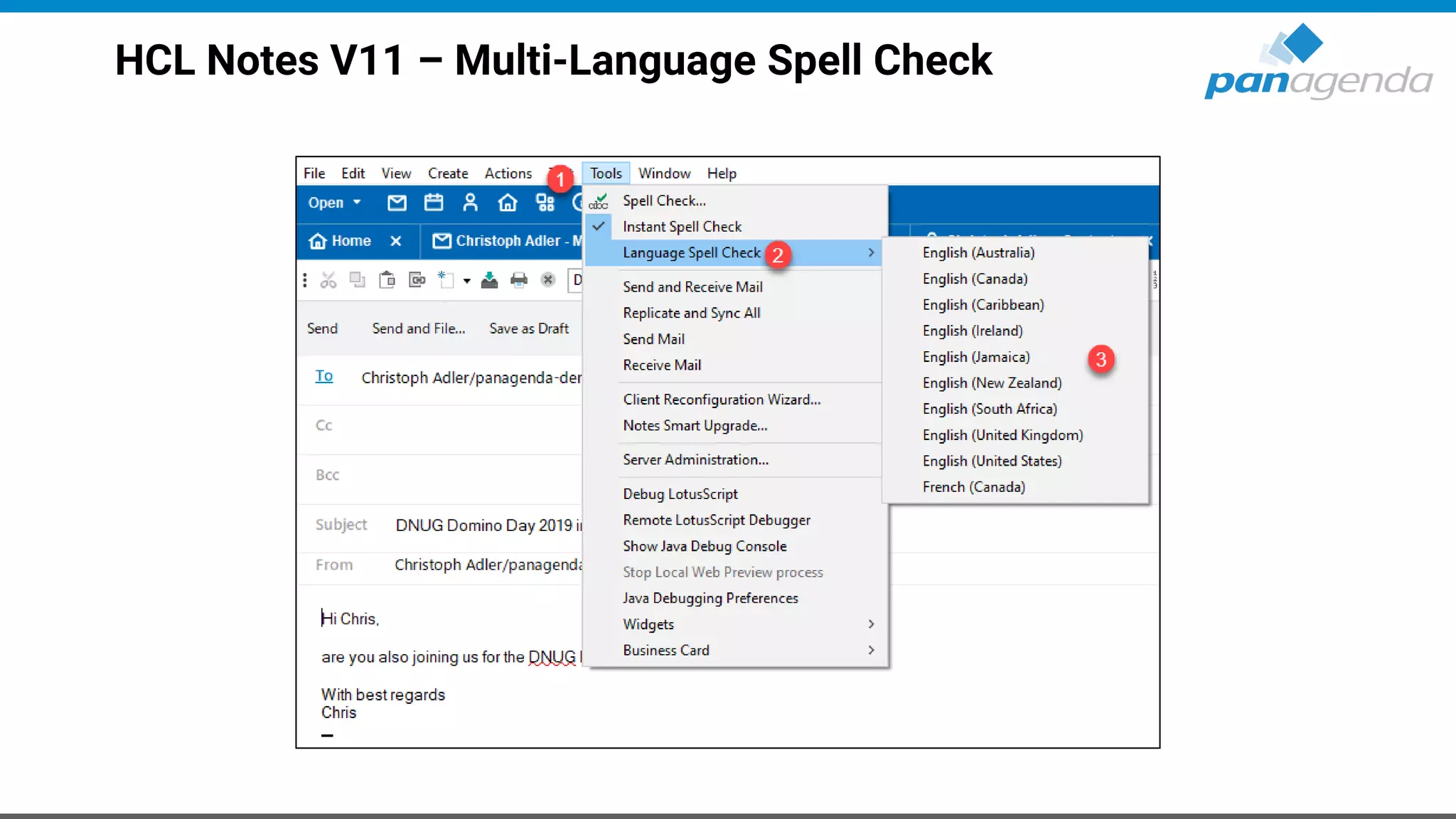 HCL Notes V11 – Multi-Language Spell Check
 
