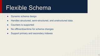 No Need for Caching Software
● Peer-to-Peer architecture
○ removes need for special caching layer
● The database cluster uses the memory from all participating nodes to cache the data assigned
to each node.
● No irregularities between a memory cache and database are encountered
16
 