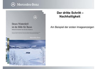 Der dritte Schritt –
Nachhaltigkeit
Am Beispiel der ersten Imageanzeigen
 