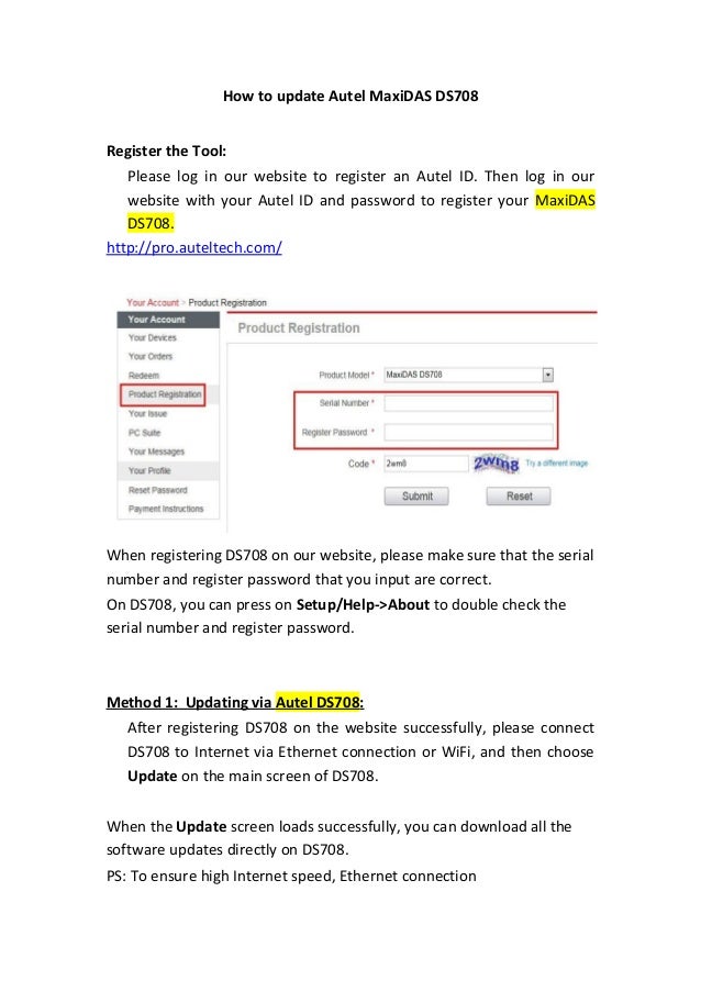 Autel maxidas ds708 update software