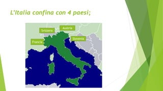 L’Italia confina con 4 paesi;
Francia
Austria
Svizzera
Slovenia
 