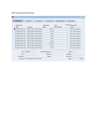 WO TransactionsafterClosing