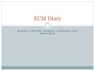 M A R K E T T R E N D S , M A R K E T I N S I G H T S A N D
R E S E A R C H
ECM Diary
 