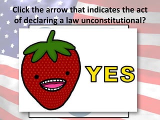 Click the arrow that indicates the act
of declaring a law unconstitutional?
 