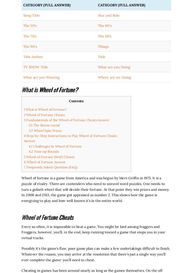 Wheel Of Fortune Cheats Answer Solutions - roblox wheel of fortune all answers