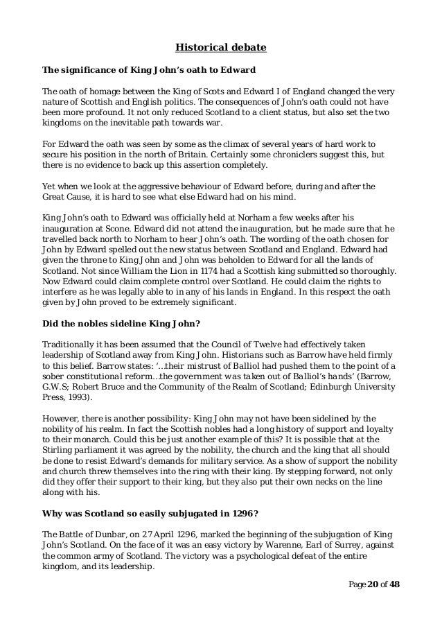 Higher History Revision Notes Scottish Wars Of Independence - 