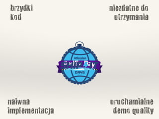 brzydki
kod
uruchamialne
demo quality
niezdatne do
utrzymania
naiwna
implementacja
 