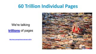 60 Trillion Individual Pages
We're talking
trillions of pages
http://moz.com/ugc/how-to-do-seo-in-2013
 