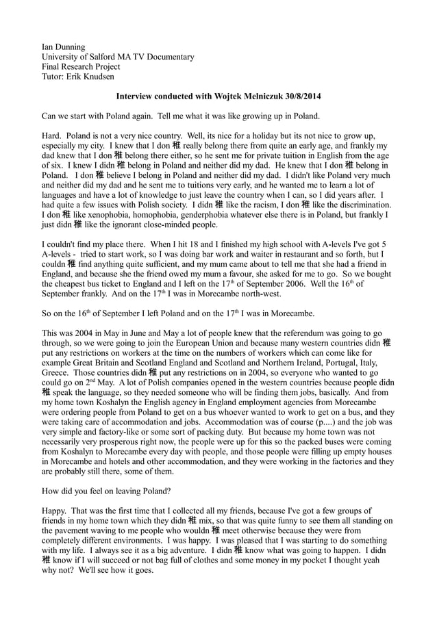 Wojtek interview transcript | PDF