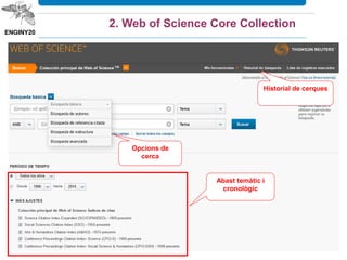 2. Web of Science Core Collection
Opcions de
cerca
Historial de cerques
Abast temàtic i
cronològic
 