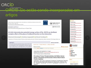 ORCID iDs estão sendo incorporados em
artigos
 