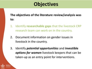A literature review on gender in livestock  research in Ethiopia