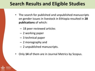 A literature review on gender in livestock  research in Ethiopia
