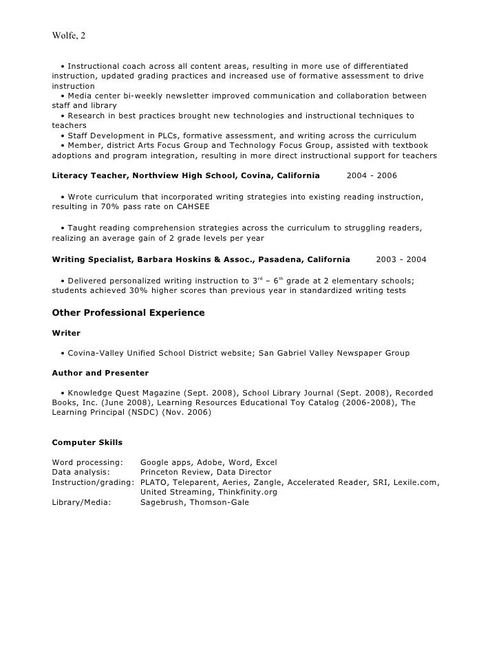 District assessment coordinator resume