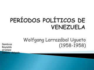 Wolfgang Larrazábal Ugueto
Nombres
Reynaldo                         (1958-1958)
arvelaez
Daniela delgado
 