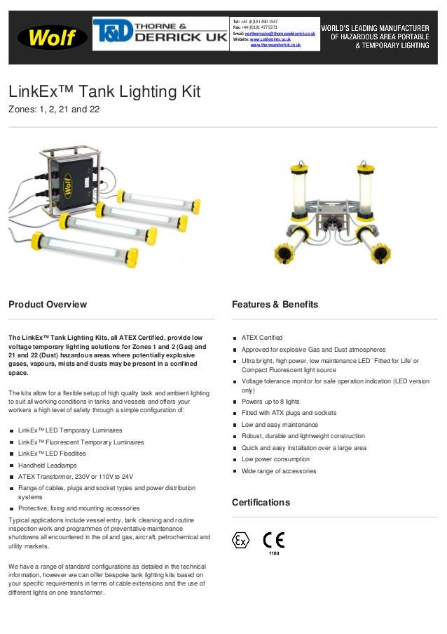 Wolf LinkEx Tank Lighting Kits ATEX Spec Sheet