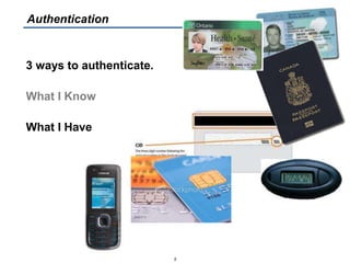 3 ways to authenticate.
What I Know
What I Have
5
Authentication
 